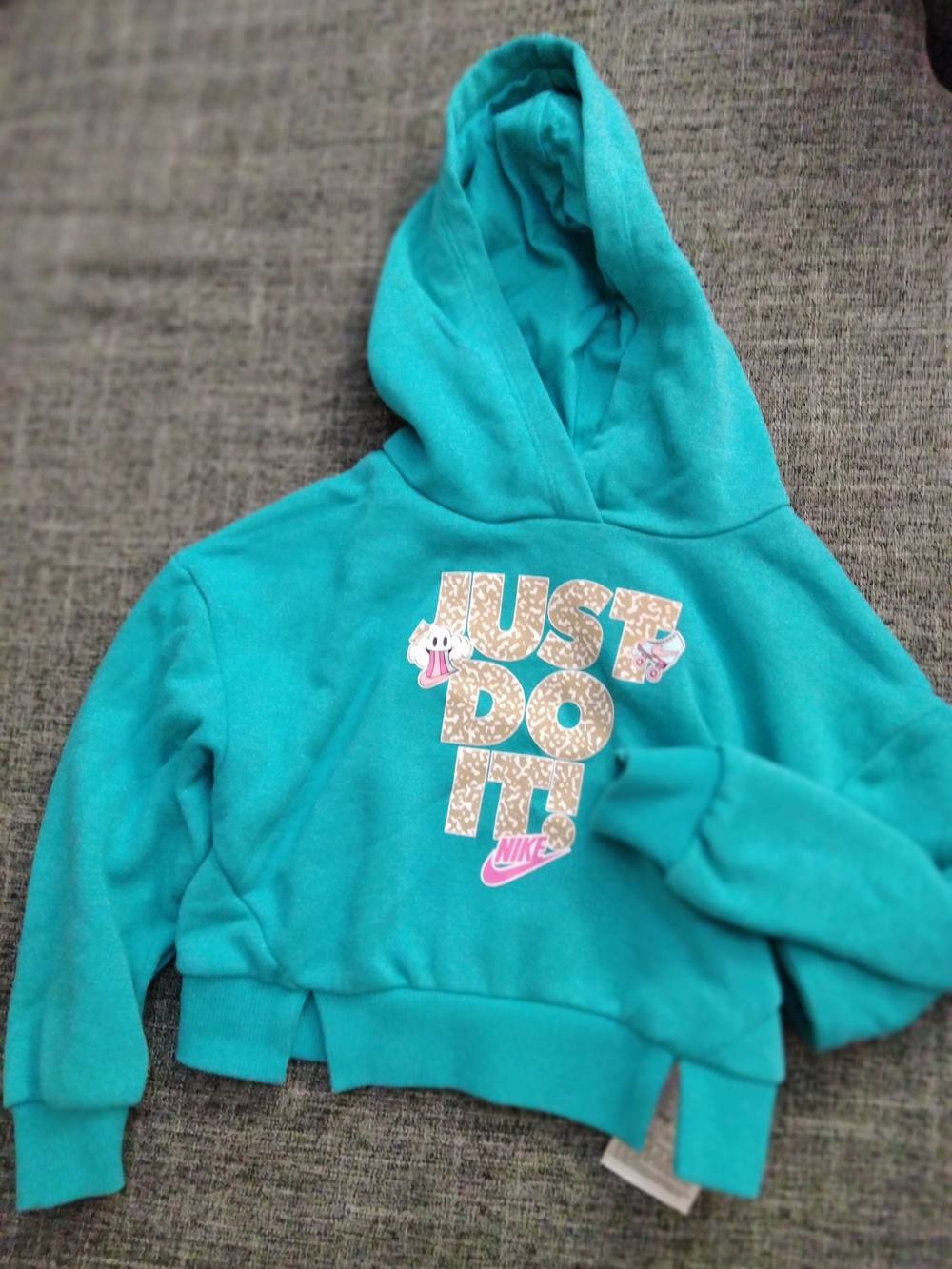 Nike Teal Girls' Hooded Sweatshirt with 'Just Do It' Graphic
